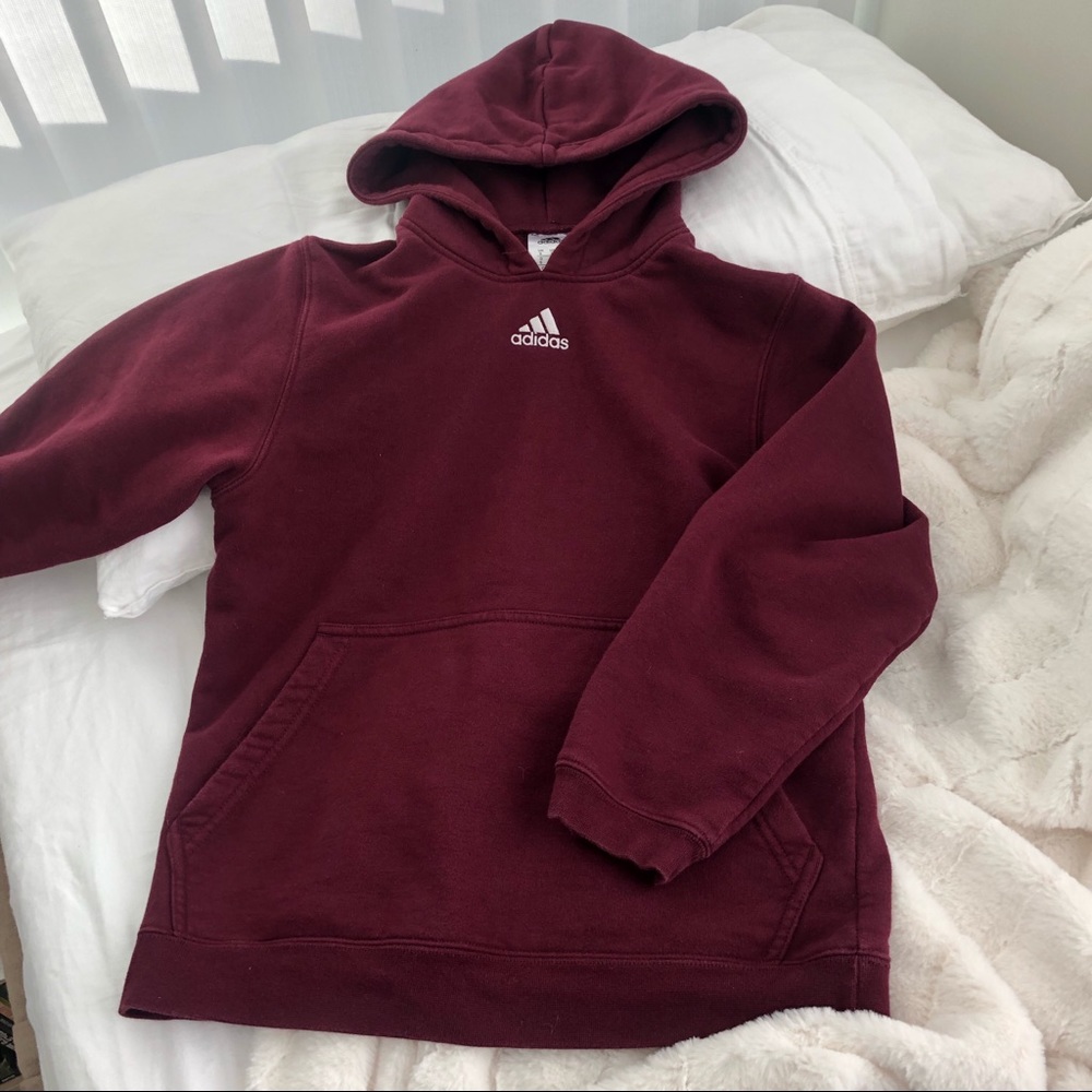 Vintage embroidered Adidas hoodie in wine